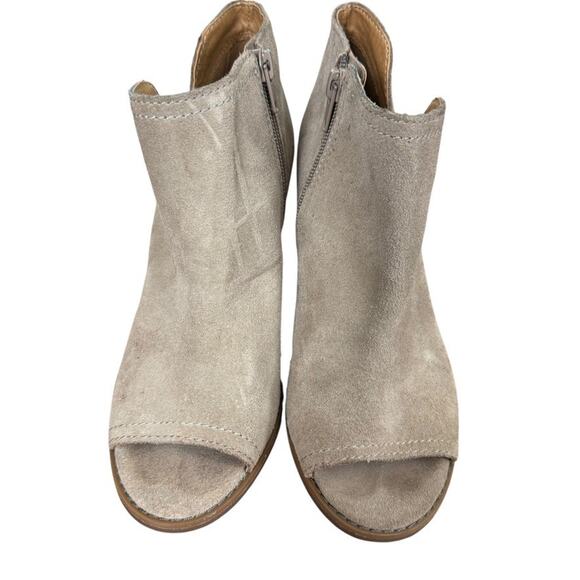 Lucky Brand Jareen Suede Peep Toe Ankle Booties Boots Beige Shoes Womens sz 6 - Picture 6 of 16